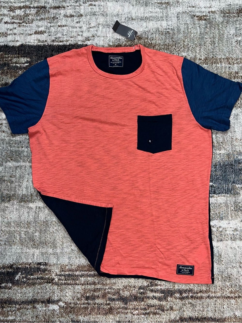 NEW Abercrombie and Fitch A&F Color Block Pocket Tee Shirt